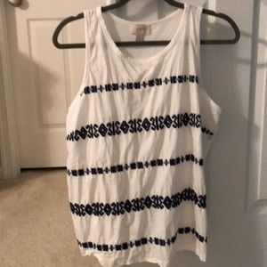 Women’s Loft sleeveless top, white, navy accents